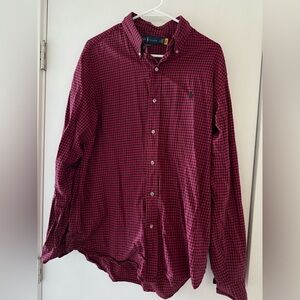Ralph Lauren Men's Burgundy Checkered Shirt